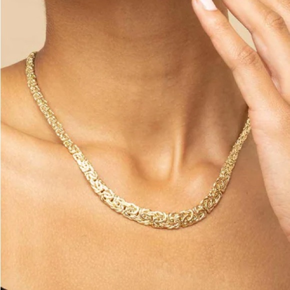 Solid Gold Byzantine Graduated Necklace Yellow/ 10K - Picture 6 of 6